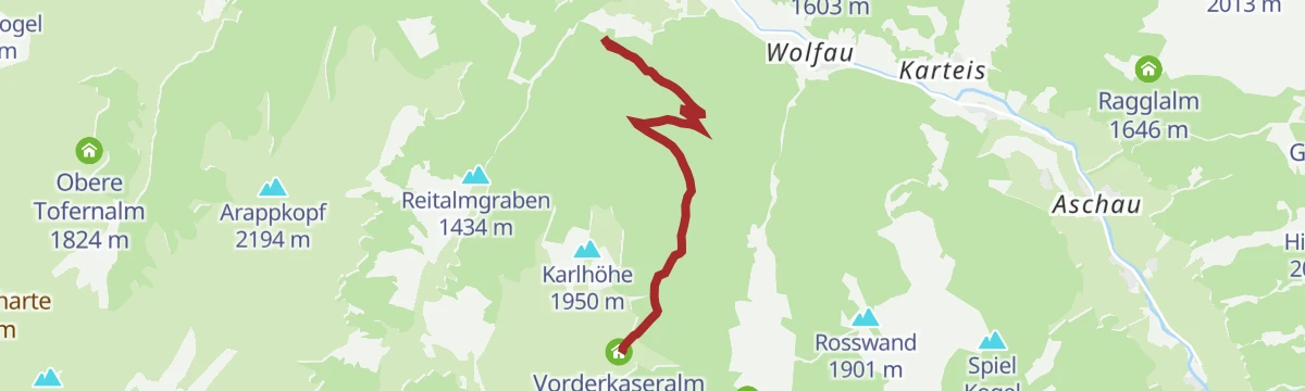 Route map: Hüttschlag: Vorderkaseralm